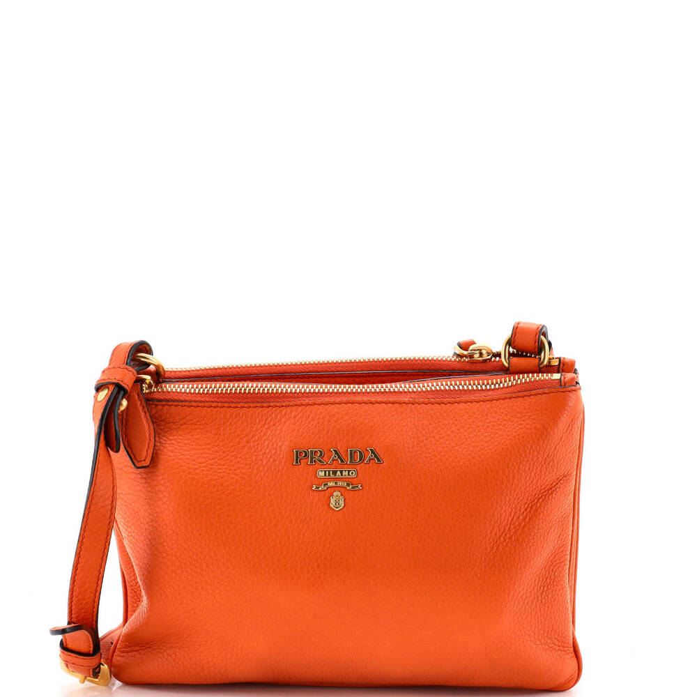 Prada Small Double Zip Crossbody Bag Vitello Daino